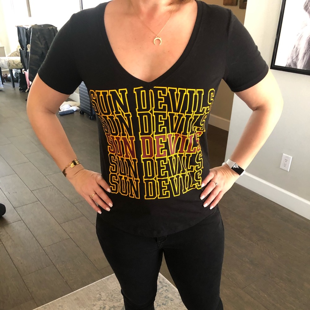 Pink Sun Devils V-neck T-shirt